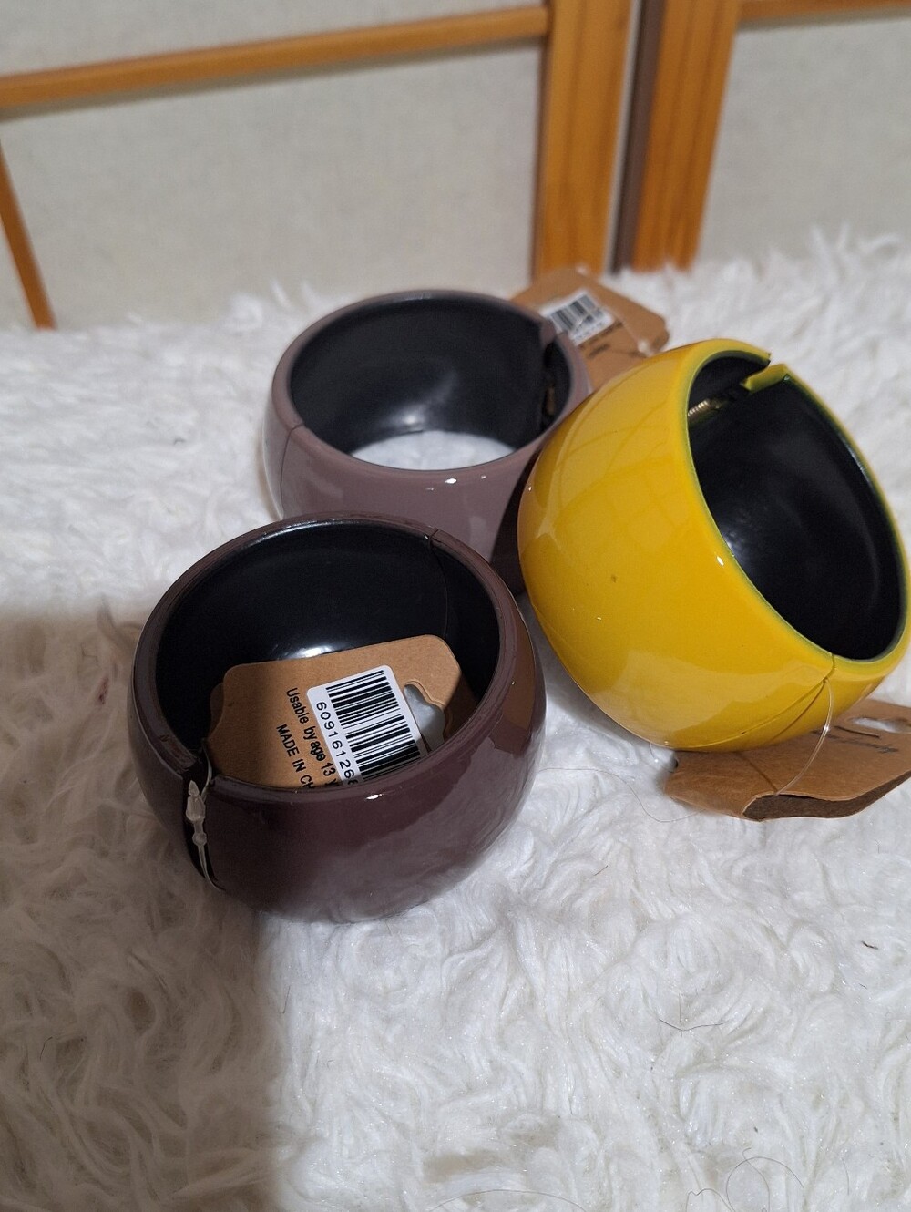 Chunky Ceramic Bangle Bracelets - Yellow & Brown